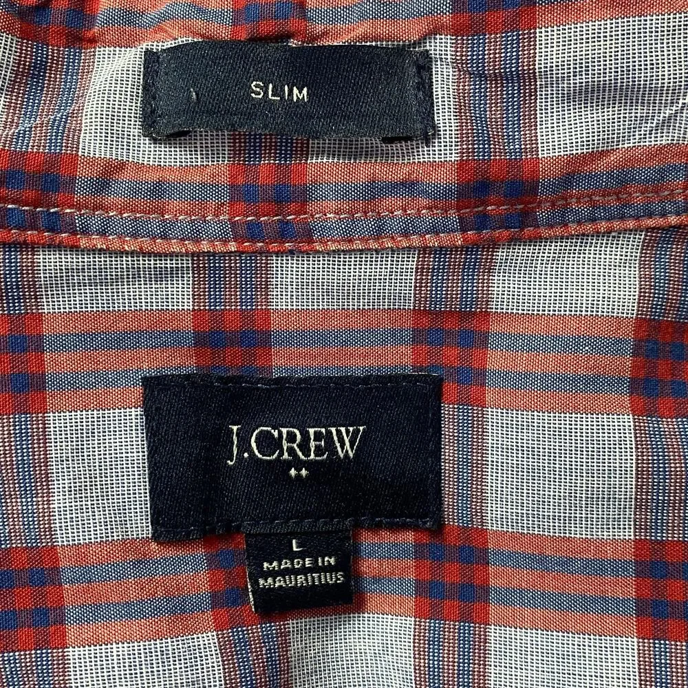 J. Crew Plaid Slim Fit Button Down Long Sleeve Shirt Men's Size Large
